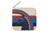 HERMES Carre Pocket Calfskin Wallet Women's Concrete Mix Blue Inks