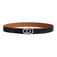 HERMES Calfskin Leather Belts Men's Black Width 3.2CM