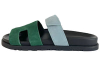 HERMES Chypre Slide Slippers Women's Green