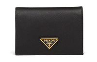 PRADA Saffiano Leather Wallet Trumpets Women's Black