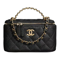 CHANEL Embossed Calfskin With Grains Box Bag Handbags Regular Women's Black