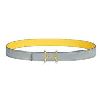 HERMES Calfskin Leather Belts Women's Gray Width 2.4CM