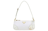 PRADA Re-Edition Recycled Nylon Mixed With Shiny Leather Handbag Shoulder Bag Women's White
