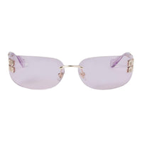 MIU MIU Metal Irregular Shape Sunglasses Women's Purple
