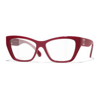 CHANEL Acetate Cat Eye Eyeglass Frames Women's Red