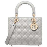 DIOR Lady Dior Wicker Pattern Lambskin Dior Bag Shoulder Bag Crossbody Bag Handbag Medium Size Women's Mist Gray