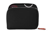 HERMES Silk'In Leather Wallet Women's Black/Maroon Red