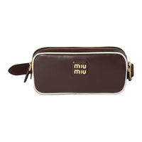 MIU MIU Cow Leather Fanny Pack Women's Brown & White