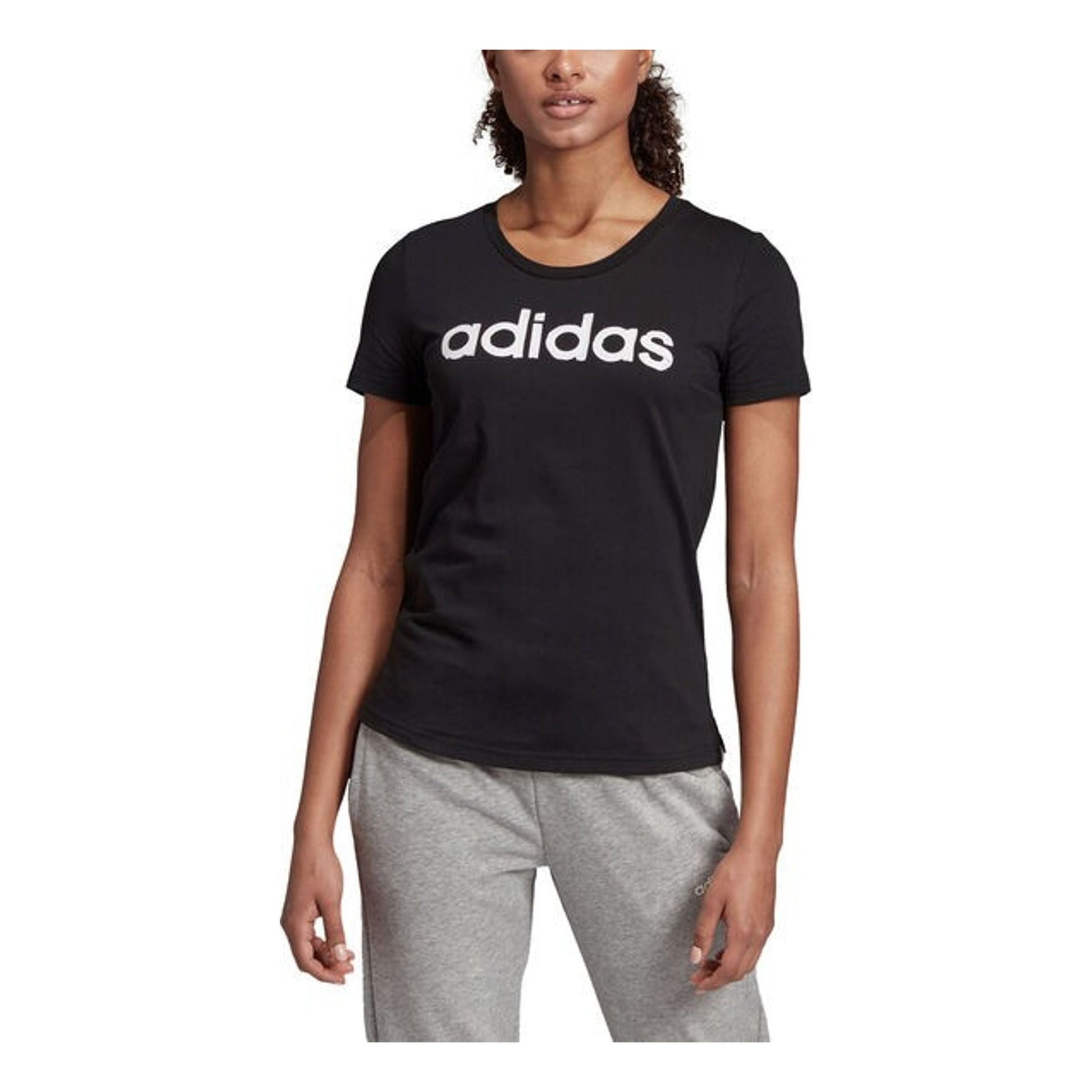 (WMNS) adidas Brush Effect Logo Graphic T-Shirt Asia Sizing 'Black White' EI4569