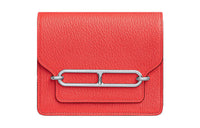 HERMES Roulis Goatskin Wallet Women's Texas Rose Pink