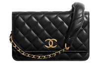 CHANEL Lambskin Shoulder Bag Women's Black
