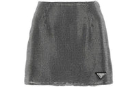 PRADA Embellished Logo Plaque Mini Skirt