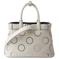 PRADA Leather Shoulder Bag Crossbody Bag Handbag Small Size Women's White & Black