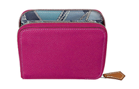 HERMES Silk'In Calfskin Wallet Women's Rose Red