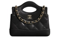 CHANEL Shiny Lambskin Handbag Shoulder Bag Crossbody Bag Extra Mini Women's Black