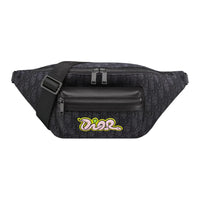 DIOR KAWS Collaboration Rider 2.0 Fabric Fanny Pack Men's Black