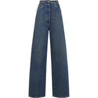 PRADA Logo Patch Wide Leg Jeans