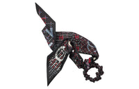CHANEL Silk Twill Hair Tie Women's Black/Red