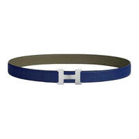 HERMES Calfskin Leather Belts Women's Blue/Green 2.4CM