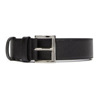 PRADA Solid Color Design Leather Leather Belts Men's Black