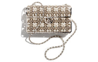 CHANEL Rhinestone Eveningwear One Shoulder Crossbody Clutch Women's Silver