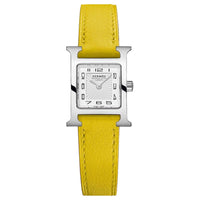 HERMES Wrist Watch Quartz Movement Cowhide Strap 21*17mm White Dial Women's Watch