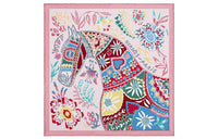HERMES Silk Scarves Women's Pink/Denim Blue/Yellow