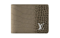 LOUIS VUITTON Multiple Crocodile Leather Wallet Men's Olive Green