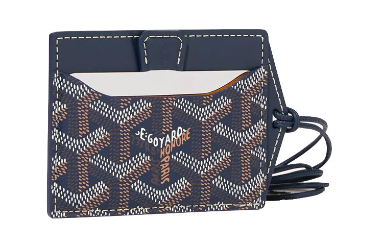 GOYARD Canvas With Calfskin Card Holder Unisex Dark Blue