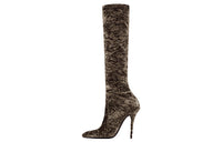 SAINT LAURENT Ella 110mm Crushed-velvet Boots