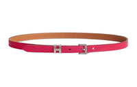 HERMES Letter Loop Design Pin Buckle Leather Belts Women's Pink Width 1.5CM
