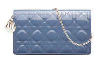 DIOR Cow Leather Clutch Women's Blue