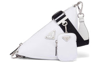 PRADA Triangle Recycled Nylon Crossbody Bag Shoulder Bag Women's White