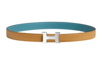 HERMES Swift And Epsom Calfskin Leather Belts Women's Yellow Width: 2.4cm
