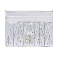 MIU MIU Matelassé Leather Card Holder Women's Silver