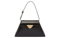 PRADA Brushed Leather One Shoulder Handbags Medium Size Women's Black
