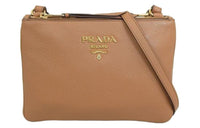 PRADA Leather Crossbody Bag Shoulder Bag Women's Brown