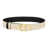 DIOR Montaigne Logo Calfskin Leather Belts Women's Black/Beige Width: 3.5cm
