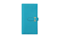 HERMES Bearn Mysore Goat Skin Wallet Women's 0F Bleu Frida Frida Blue