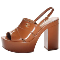 CHANEL One Strap Sandals 10.5cm Women's Light Brown