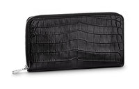 LOUIS VUITTON Zippy Crocodile Leather Wallet Men's Black