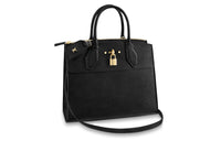 LOUIS VUITTON CITY STEAMER Cow Leather One Shoulder Handbags Medium Size Women's Black