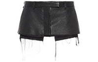 MIU MIU SS22 Leather Short Skirts Women's Black