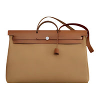 HERMES Herbag Canvas With Hunter Cow Leather One Shoulder Handbags Men's Dusty/Light Tawny