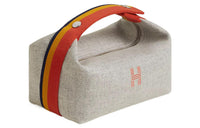 HERMES Bride-a-Brac Cotton Portable Toiletry Bag Small Size Unisex Gray