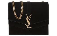 SAINT LAURENT Monogram Leather Crossbody Bag Shoulder Bag Women's Black