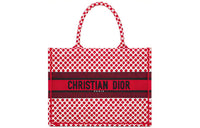 DIOR BookTote Embroidery Totes Handbags Small Size Women's Red