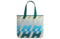 HERMES Cabas H En Biais 40 Bag Ecru/Beige/Jaune Pale/Bleu/Vert Bosphore