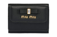 MIU MIU Madras Leather Wallet Women's Black