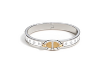 HERMES Enamel Palladium-Plated Bangles Women's Silver